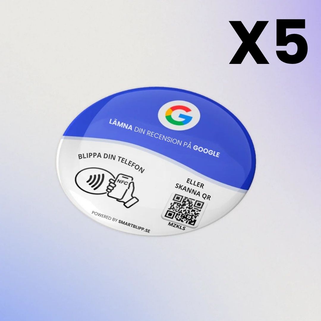 Google Recensioner Klistermärke 5-Pack
