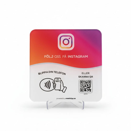 Instagram skylt med NFC & QR-kod