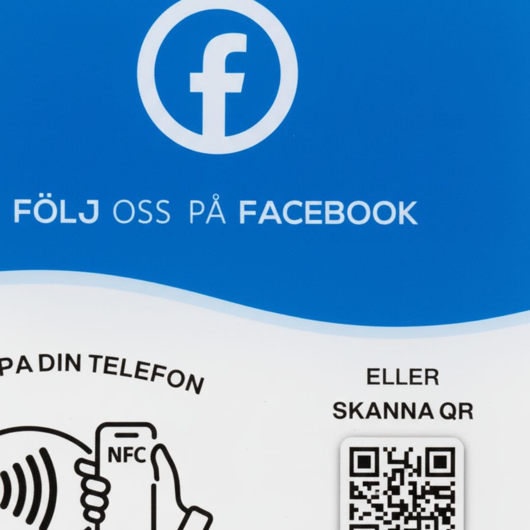 Facebook skylt - NFC & QR kod - SmartBlipp