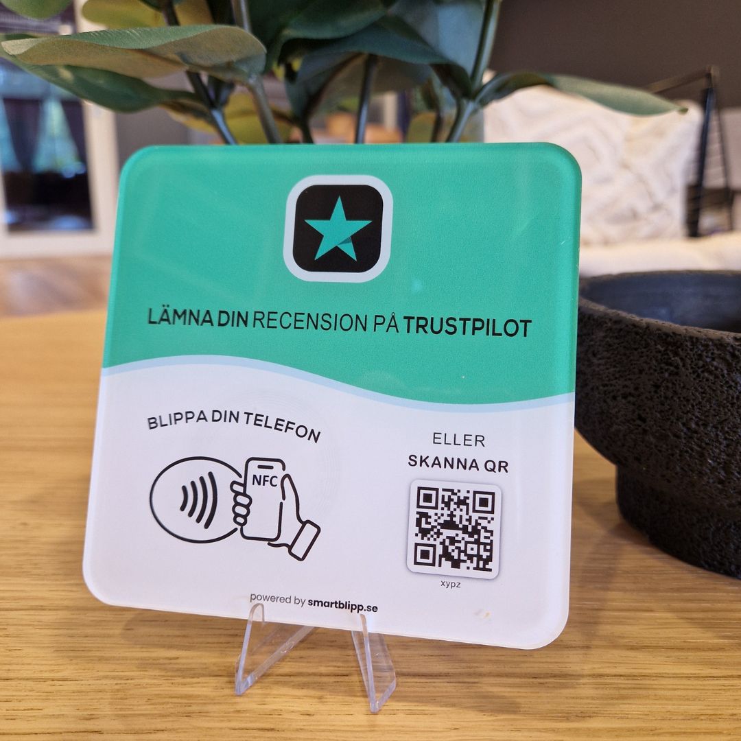 Trustpilot NFC skylt - SmartBlipp