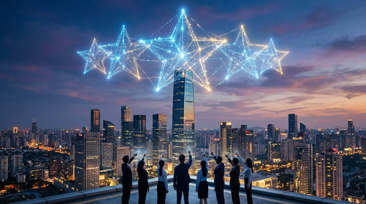 En visionär bild av hur Google recensioner företag bygger ett dominerande varumärke som lyser över konkurrenterna.