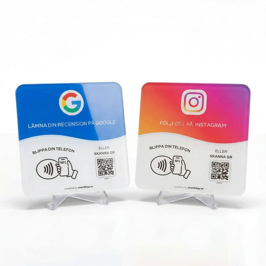 Google + Instagram Skyltar Bundle – NFC & QR-kod