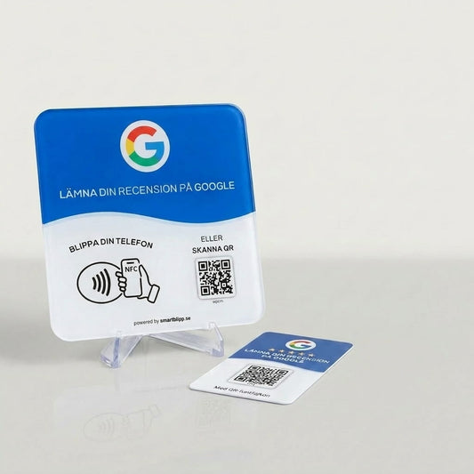 Google Recensionsskylt + Recensionskort – NFC & QR-kod Bundle