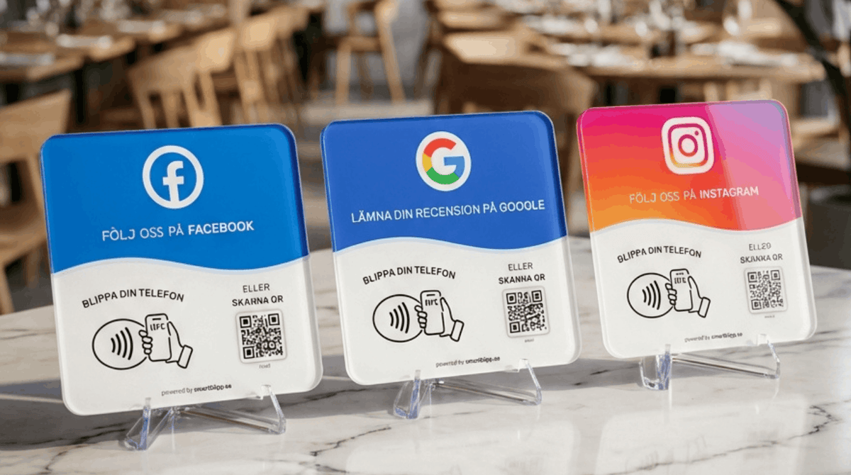Google recensionsskylt med NFC och QR-kod – SmartBlipp