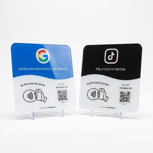 Google + TikTok Skyltar Bundle – NFC & QR-kod