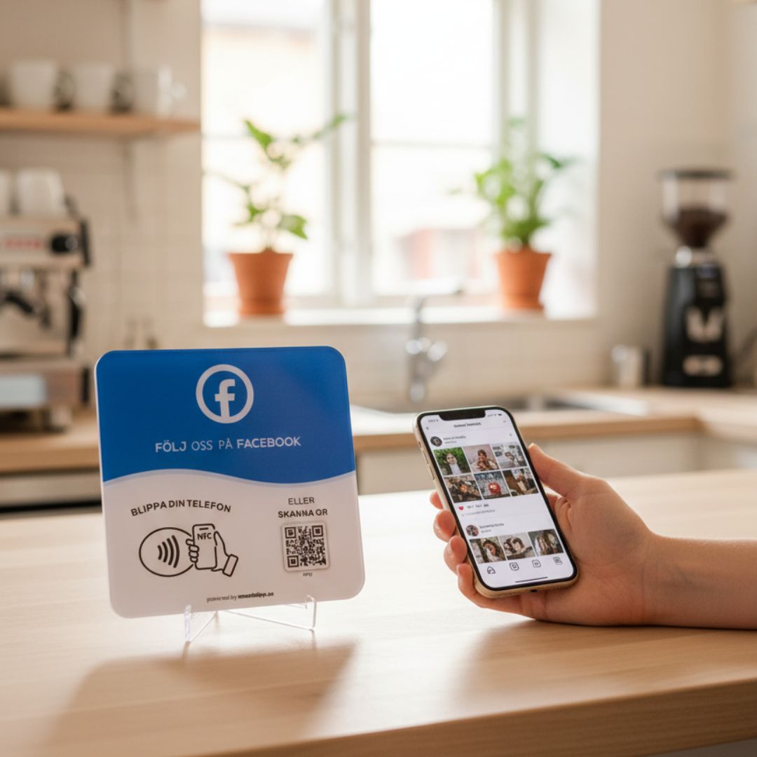 Facebook skylt - NFC & QR kod - SmartBlipp