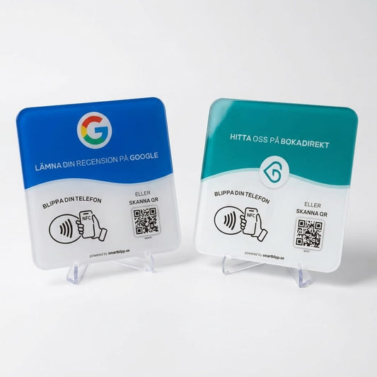 Google + Bokadirekt Skyltar Bundle – NFC & QR - kod - SmartBlipp