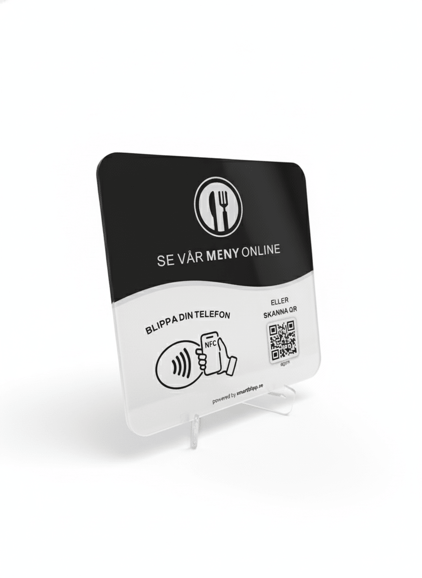Meny skylt - NFC & QR - kod - SmartBlipp
