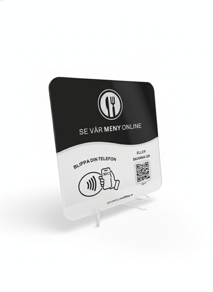 Meny skylt - NFC & QR - kod - SmartBlipp