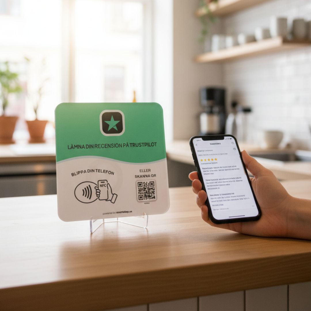 Trustpilot NFC skylt - SmartBlipp